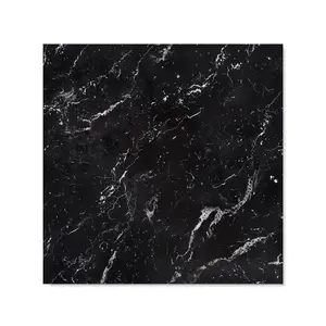 Polished Black Quartz Effect Premium Glass Kitchen Splashback W900mm x H650mm