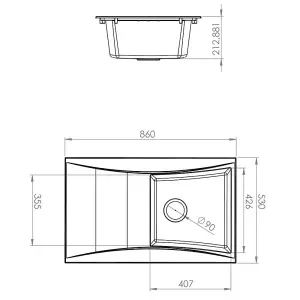 Astini Xeron 1.0 Bowl Black SMC Synthetic Reversible Kitchen Sink & Waste