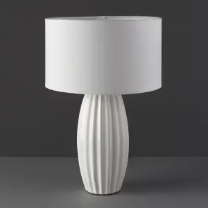 Harbour Studio Tosan Ribbed crackle Ivory Chrome effect Table light