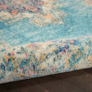 Blue Rug, Stain-Resistant Persian Rug, Luxurious Floral Rug, Traditional Rug for Bedroom, & Dining Room-160cm X 221cm