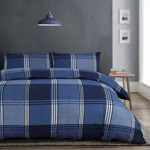 Rasheema Duvet Set Duck Egg/White / Hamilton Check Blue / Single - 1 Standard Pillowcase