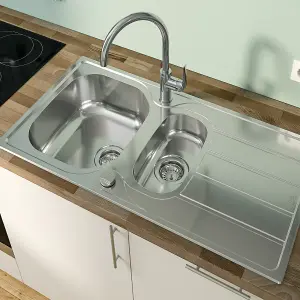 Grohe K200 SINK60 Polished Stainless steel 1.5 Bowl Kitchen sink 500mm x 965mm