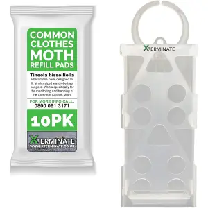 Xterminate Plastic Hanging Clothes Moth Trap Holders & 1 x Pheromone Refill Glue Pads Repellent for Wardrobes