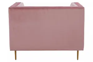 Interiors by Premier Glamorous Pink Armchair, Plush Velvet Upholstered Seat, Sofa Couch For Patio, Mid-century Modern Armchair