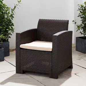 Marbella Rattan Effect Garden Armchair in Brown