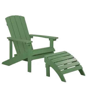 Garden Chair ADIRONDACK with Footstool Green