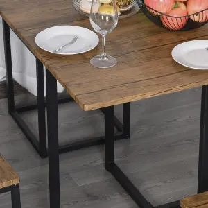 HOMCOM 5 PCS Industrial Boxy Table & Stool Set Metal Frame Cool Dining Seating