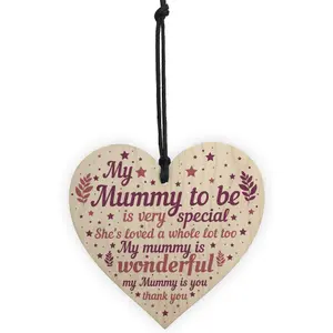 Red Ocean Mummy Wooden Heart Mothers Day New Mummy Mum To Be Gift Baby Shower Pregnancy Gift Handmade Keepsake