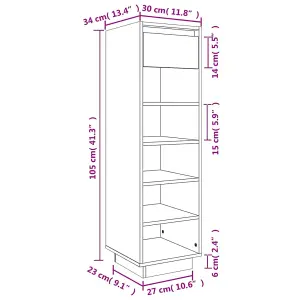 Shoe Cabinet Black 30x34x105 cm Solid Wood Pine