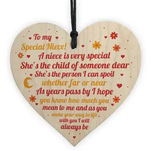 Red Ocean Niece Gifts From Auntie Uncle Handmade Wooden Heart Gift For Niece Keepsake