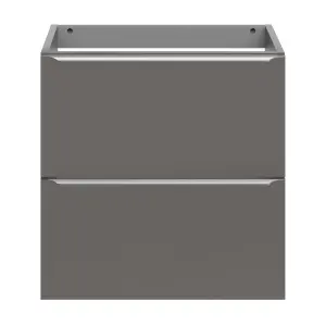 GoodHome Imandra Slimline Gloss Warm Grey Wall-mounted Bathroom Cabinet (H) 600mm (W) 600mm