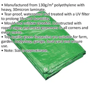 High-Quality 5.49m x 7.32m Green Tarpaulin - Waterproof and Mould Resistant Cover Sheet