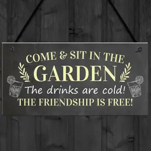 Come Sit In The Garden Sign Hanging Door Sign Garden Shed Summerhouse Plaque