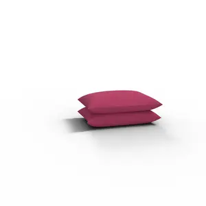 Pair of Pillowcase Polycotton Plain Dyed Housewife Pair of Pillow Covers 75cmx50cm (Fuchsia)