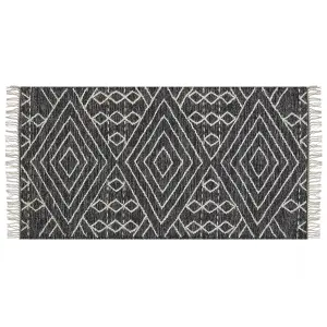 Cotton Area Rug 80 x 150 cm Black and White KHENIFRA