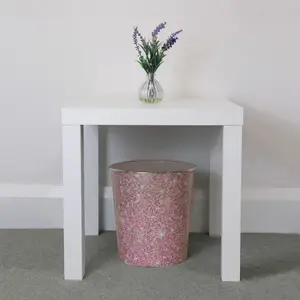 9L Waste Paper Bin Pink Sequin Effect Desk Bedside Bathroom Waste Rubbish Bin