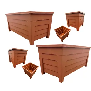 4 Terracotta Grosvenor Troughs & 4 Terracotta Grosvenor Flower Planters For Home & Garden