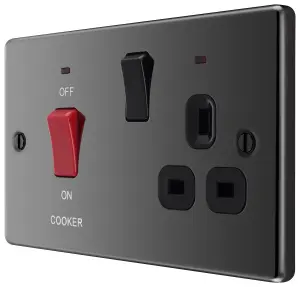 GoodHome Gloss Black Cooker switch & socket with neon