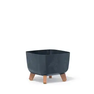 Low Planter Flower Pot with Legs Insert Square Decorative Indoor Outdoor Anthracite Concrete Medium