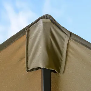 Outsunny 4.6M Garden Patio Umbrella Canopy Parasol Sun Shade w/ Base Khaki