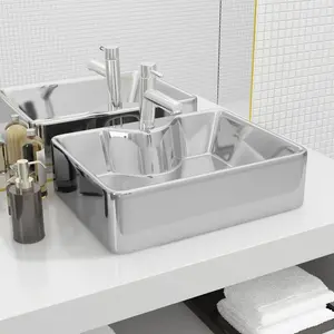 Metro Lane Lolita 480mm L x 370mm W Silver Ceramic Rectangular Countertop Basin Sink