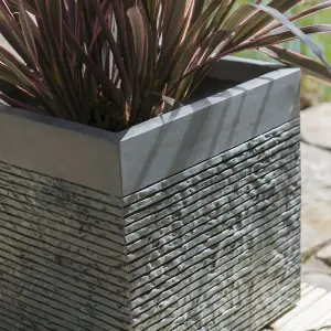 Primrose Garden Light Grey Fibrecotta Brick Square Planter Pot Large 40cm