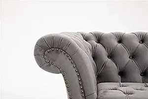 Grey 1.5 Seater Handmade Chesterfield Sofa Armchair Settee Love Seat Velvet - D Pro T Homeware