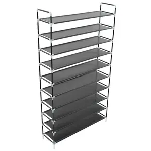 Berkfield Shoe Rack with 10 Shelves Metal and Non-woven Fabric Black