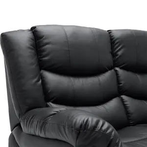 Seattle Manual High Back Bonded Leather Recliner 2 Seater Sofa (Black)