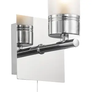 Compact Designer IP44 Rated Bathroom Wall Light Fitting with Tubular Glass Shade