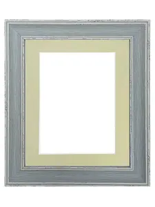 Scandi Distressed Blue Frame with Light Grey Mount for Image Size 45 x 30 CM