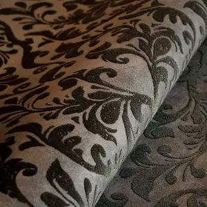 Galerie Urban Classics Dark Brown Mayfair Flocked Damask Wallpaper Roll