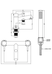 Round Minimalist Bath Shower Mixer Tap with Shower Kit - Brushed Brass - Balterley