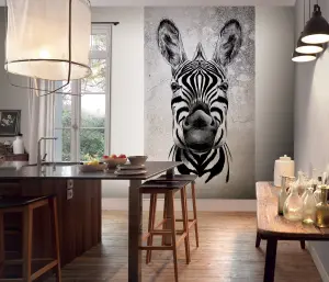 Cool Zebra Digital Wallpaper Black & White