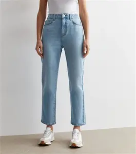 New Look Women's Pale Blue Hannah Cropped Straight Leg Jeans - 14L32