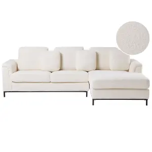 Left-Hand Corner Sofa OSLO White Boucle 4 Seater Left Hand