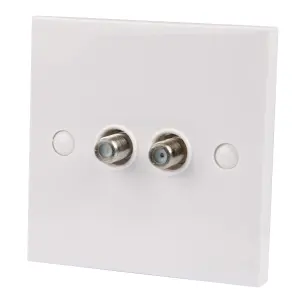 SLX White 2 gang Gloss Plastic Outlet plate