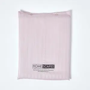 Homescapes Dusky Pink Violet Egyptian Cotton Satin Stripe Flat Sheet 330 TC, Double