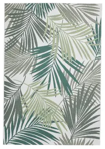 305 Flat Easy Clean Palmate Rug - Green/Light Beige - 160x230