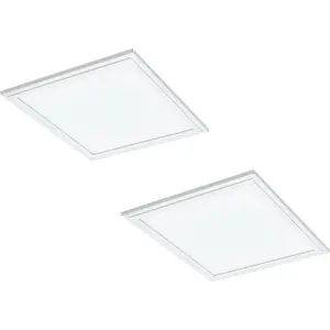 2 PACK Flush Ceiling Panel Light White Sqaure Tile 16W Built in LED 4000K