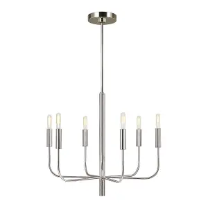 Luminosa Brianna 6 Light Multi Arm Pendant Ceiling Light, Polished Nickel