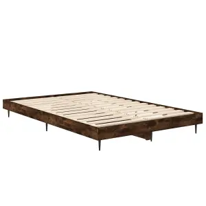 Berkfield Bed Frame Smoked Oak 120x190 cm 4FT Small Double Engineered Wood