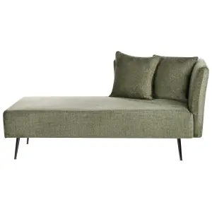 Right Hand Fabric Chaise Lounge Green RIOM