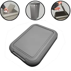 Kitchen Bin Touch and Lift Rectangle Swing Bin as a Kitchen Waste Rubbish Recycle Bin 45L - Platinum Silver Grey