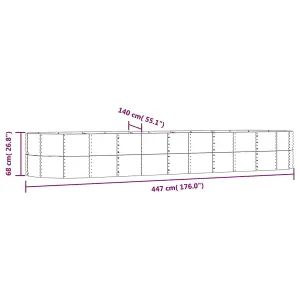 Berkfield Garden Planter Green 447x140x68 cm Powder-coated Steel