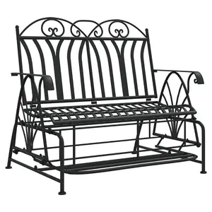 Berkfield 2-Seater Glider Bench 114 cm Black Steel