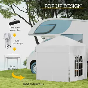 Outsunny 2mx2m Pop Up Gazebo Party Tent Canopy Marquee with Storage Bag White