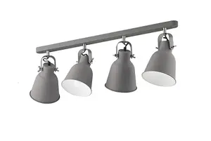 Luminosa LEGEND 4 Light Straight Bar Pendant Ceiling Light Grey 36x17.5x16cm