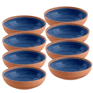 Purely Home Rustic Swirl Indigo Melamine Bowls - Set of 8