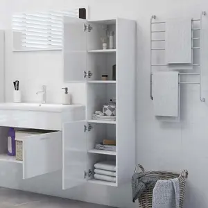 Berkfield Bathroom Cabinet High Gloss White 30x30x130 cm Engineered Wood